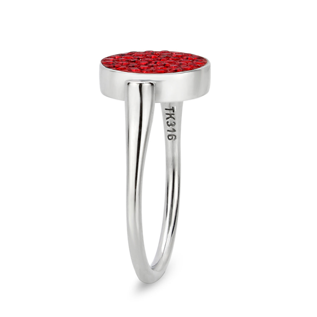 TK385401 - High polished (no plating) Stainless Steel Ring with Top Grade Crystal in Red Series-4