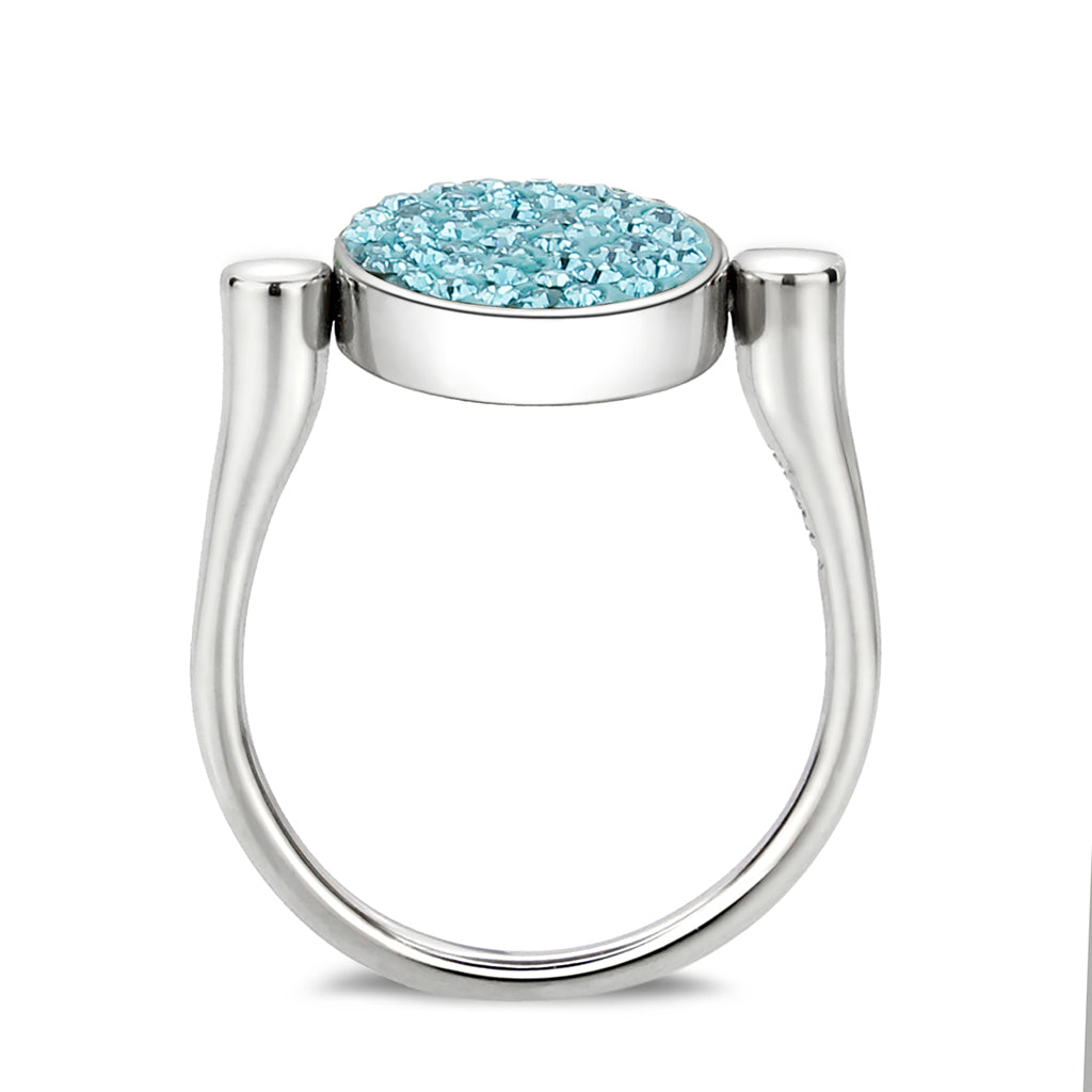 TK385403 - High polished (no plating) Stainless Steel Ring with Top Grade Crystal in SeaBlue-3