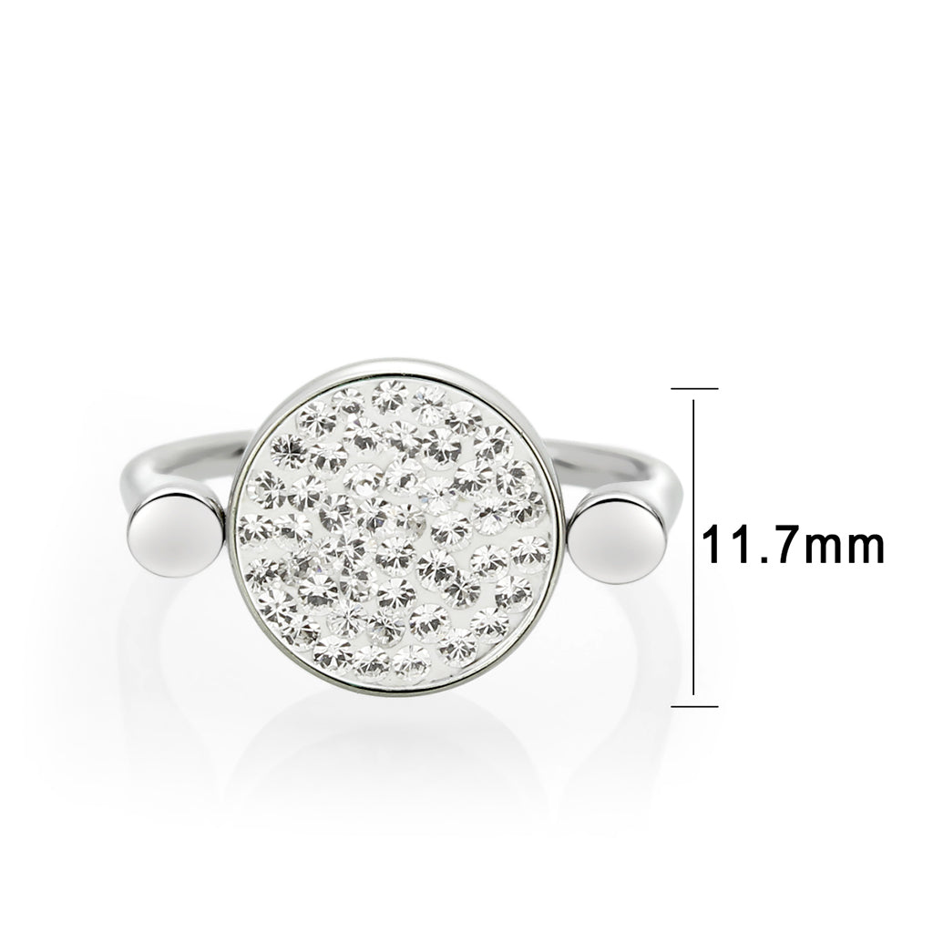 TK385404 - High polished (no plating) Stainless Steel Ring with Top Grade Crystal in Clear-1