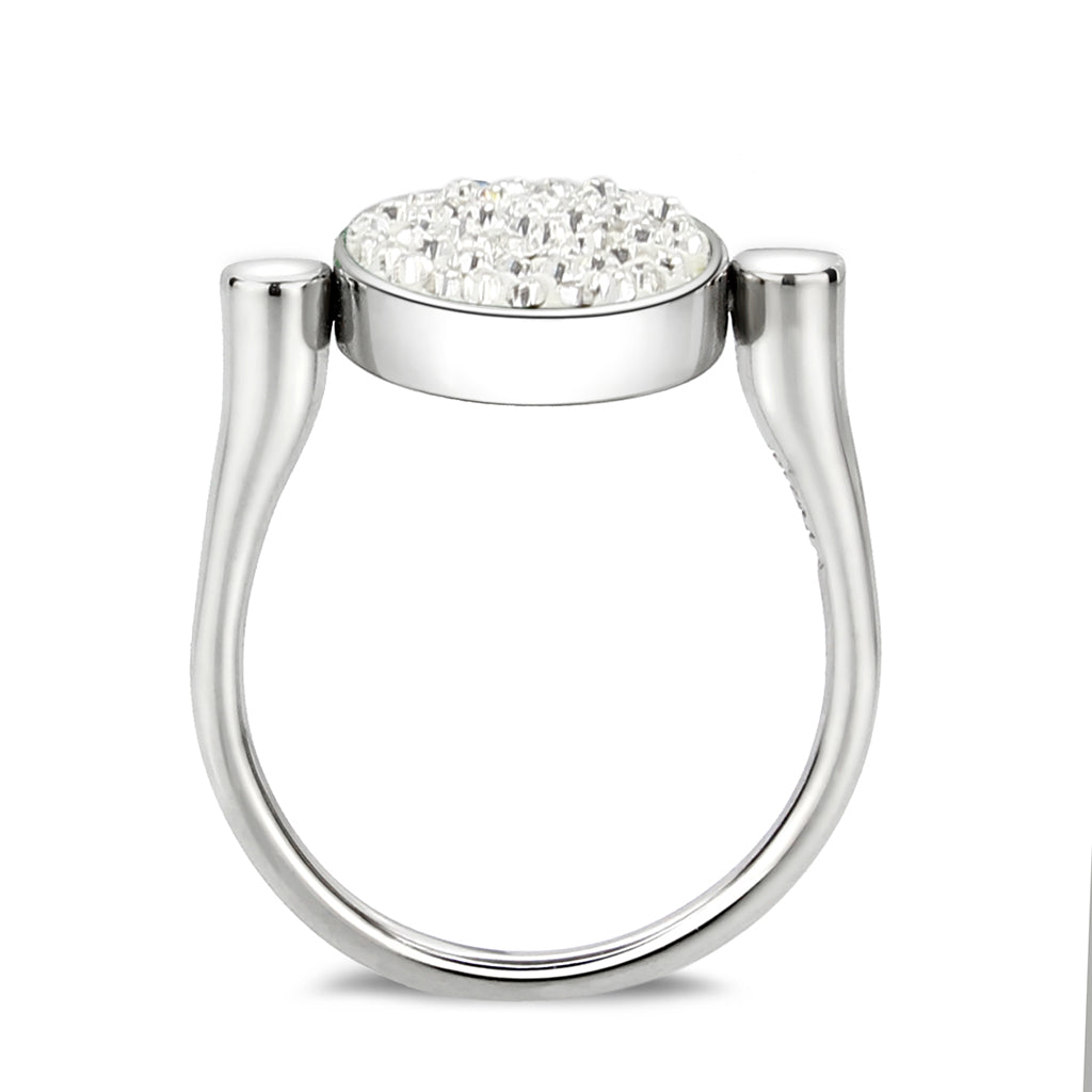 TK385404 - High polished (no plating) Stainless Steel Ring with Top Grade Crystal in Clear-3