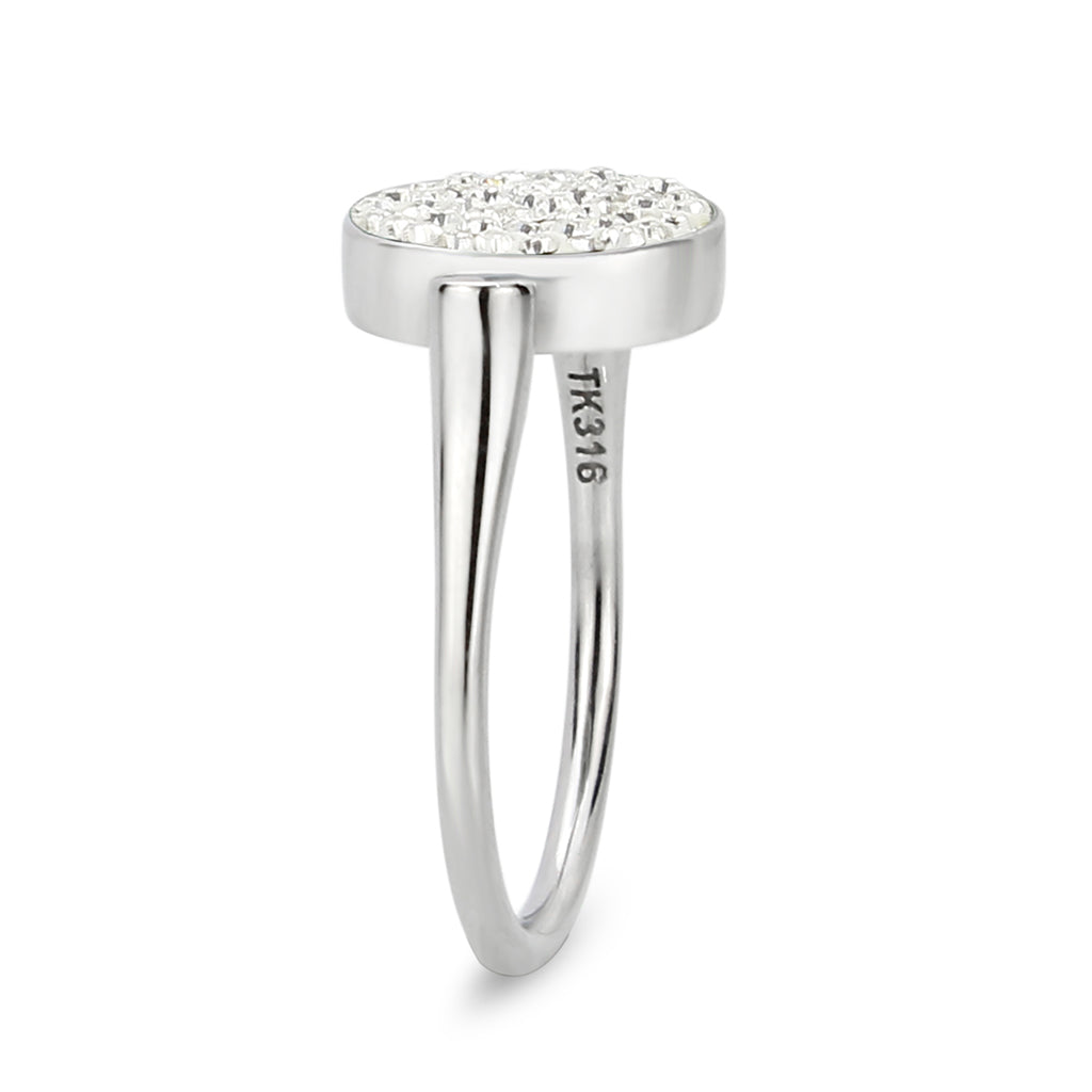TK385404 - High polished (no plating) Stainless Steel Ring with Top Grade Crystal in Clear-4