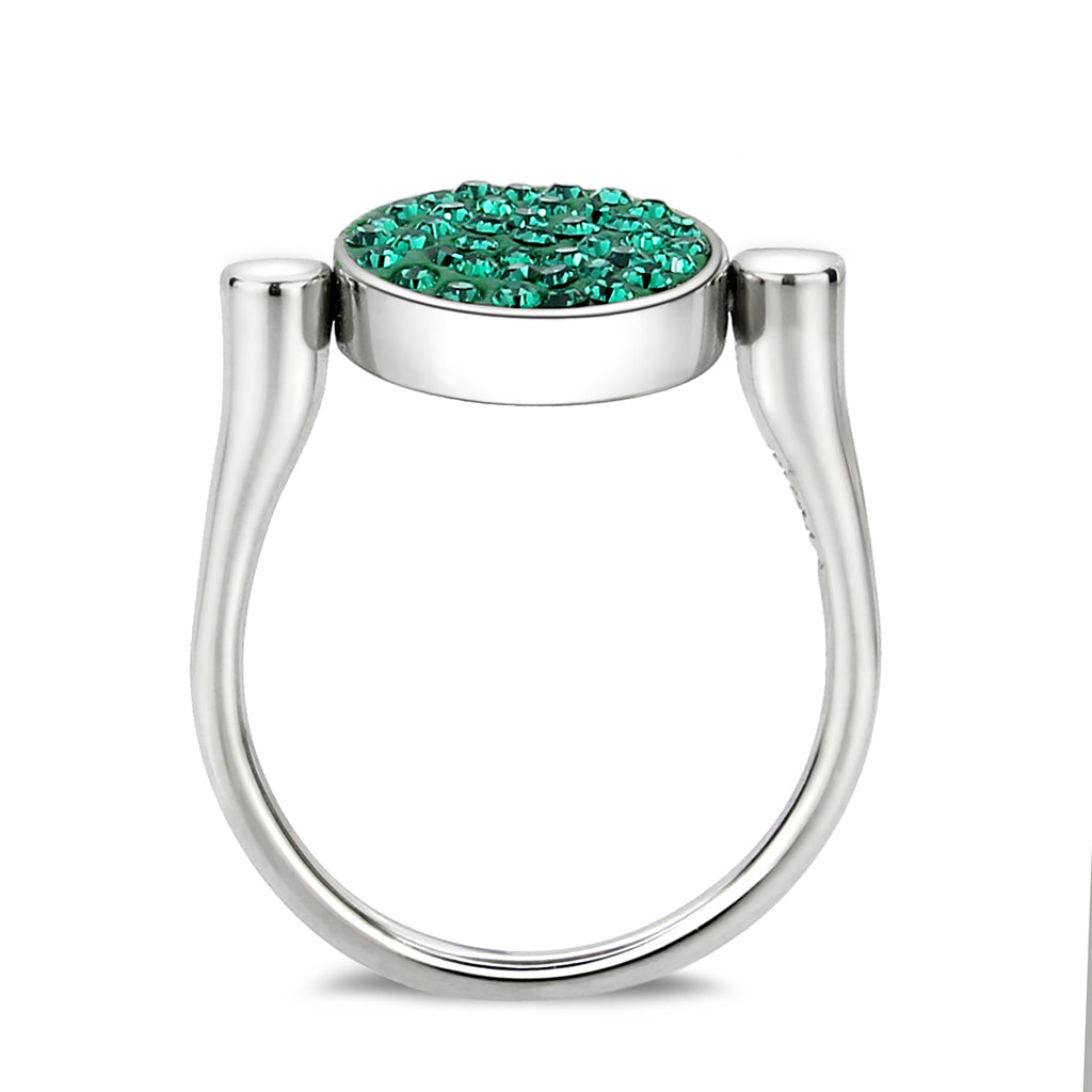 TK385405 - High polished (no plating) Stainless Steel Ring with Top Grade Crystal in Emerald-3