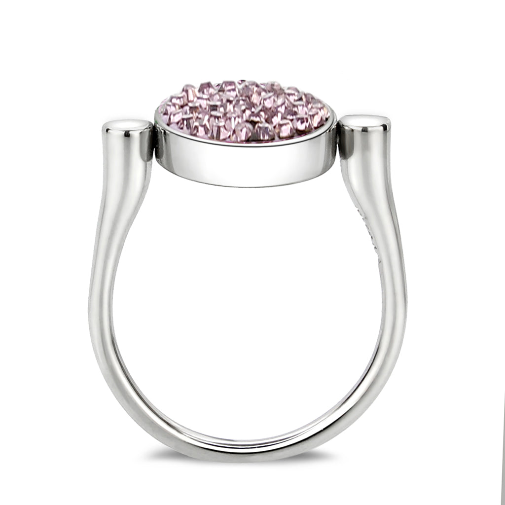 TK385406 - High polished (no plating) Stainless Steel Ring with Top Grade Crystal in LightAmethyst-3