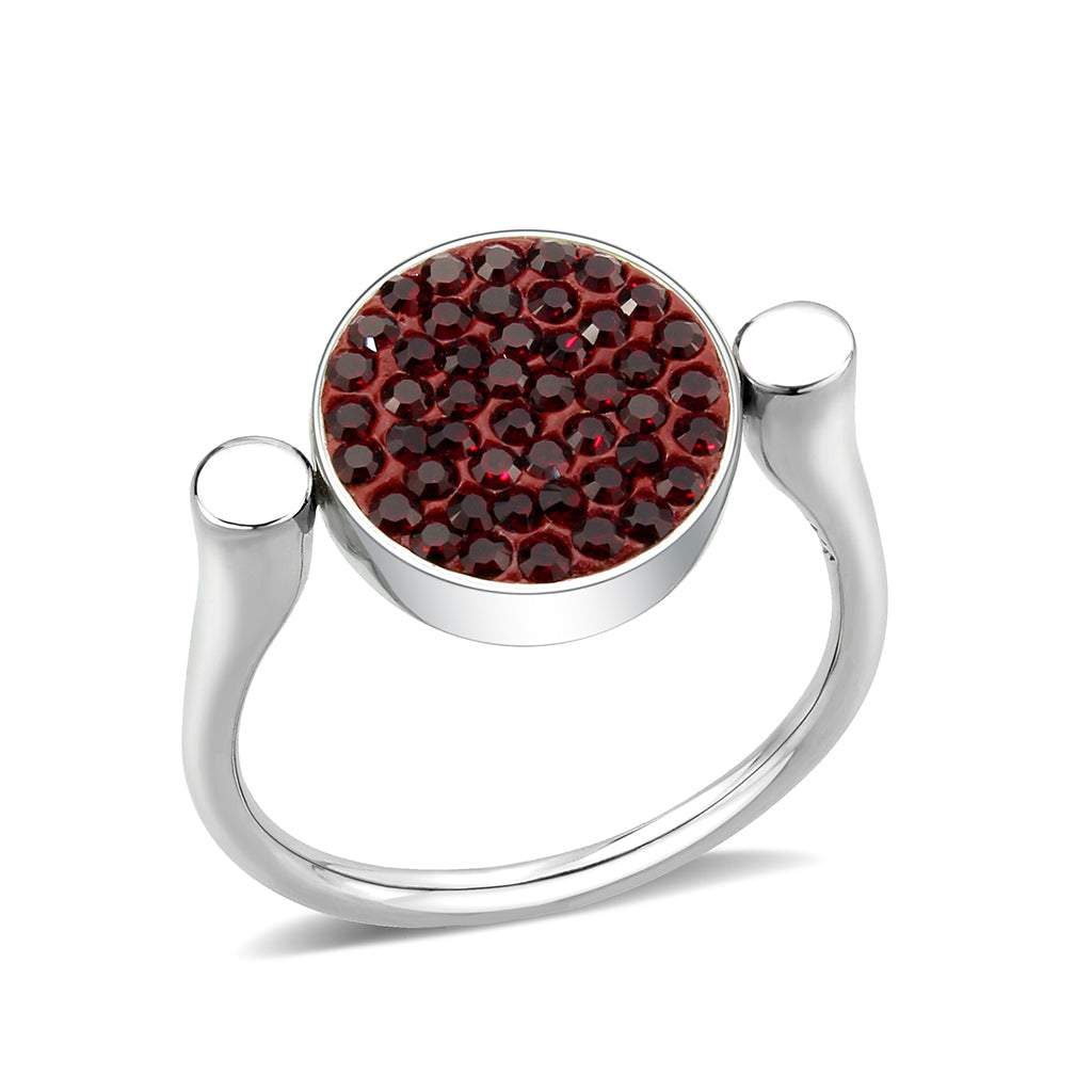 TK385407 - High polished (no plating) Stainless Steel Ring with Top Grade Crystal in Light Siam-0