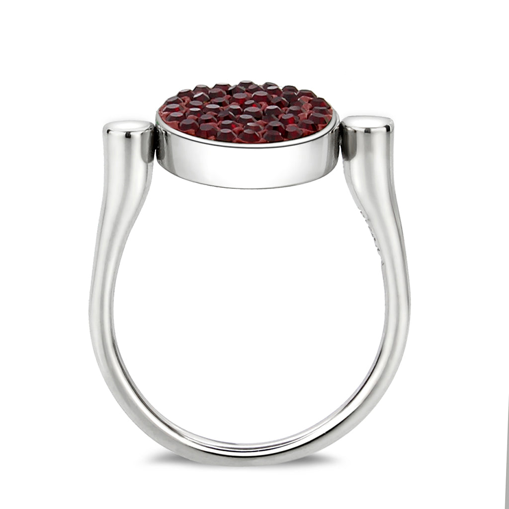 TK385407 - High polished (no plating) Stainless Steel Ring with Top Grade Crystal in Light Siam-3