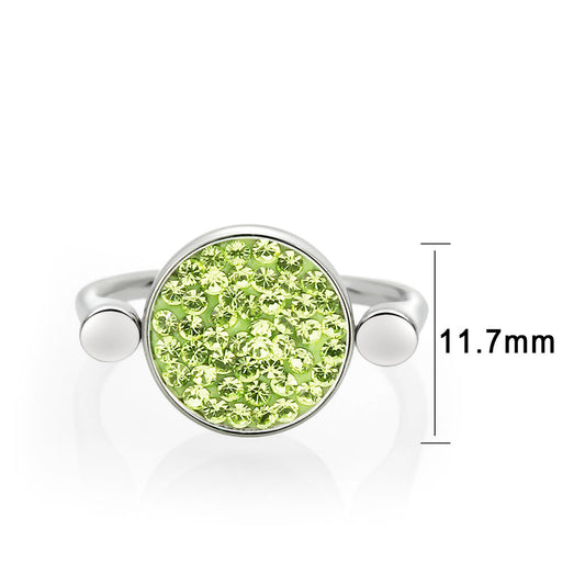 TK385408 - High polished (no plating) Stainless Steel Ring with Top Grade Crystal in Peridot-1