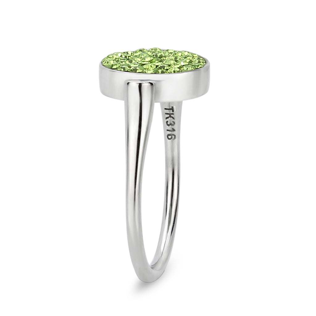 TK385408 - High polished (no plating) Stainless Steel Ring with Top Grade Crystal in Peridot-4