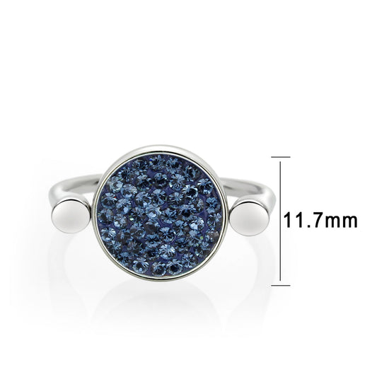 TK385409 - High polished (no plating) Stainless Steel Ring with Top Grade Crystal in Montana-1