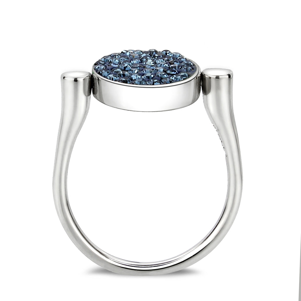 TK385409 - High polished (no plating) Stainless Steel Ring with Top Grade Crystal in Montana-3