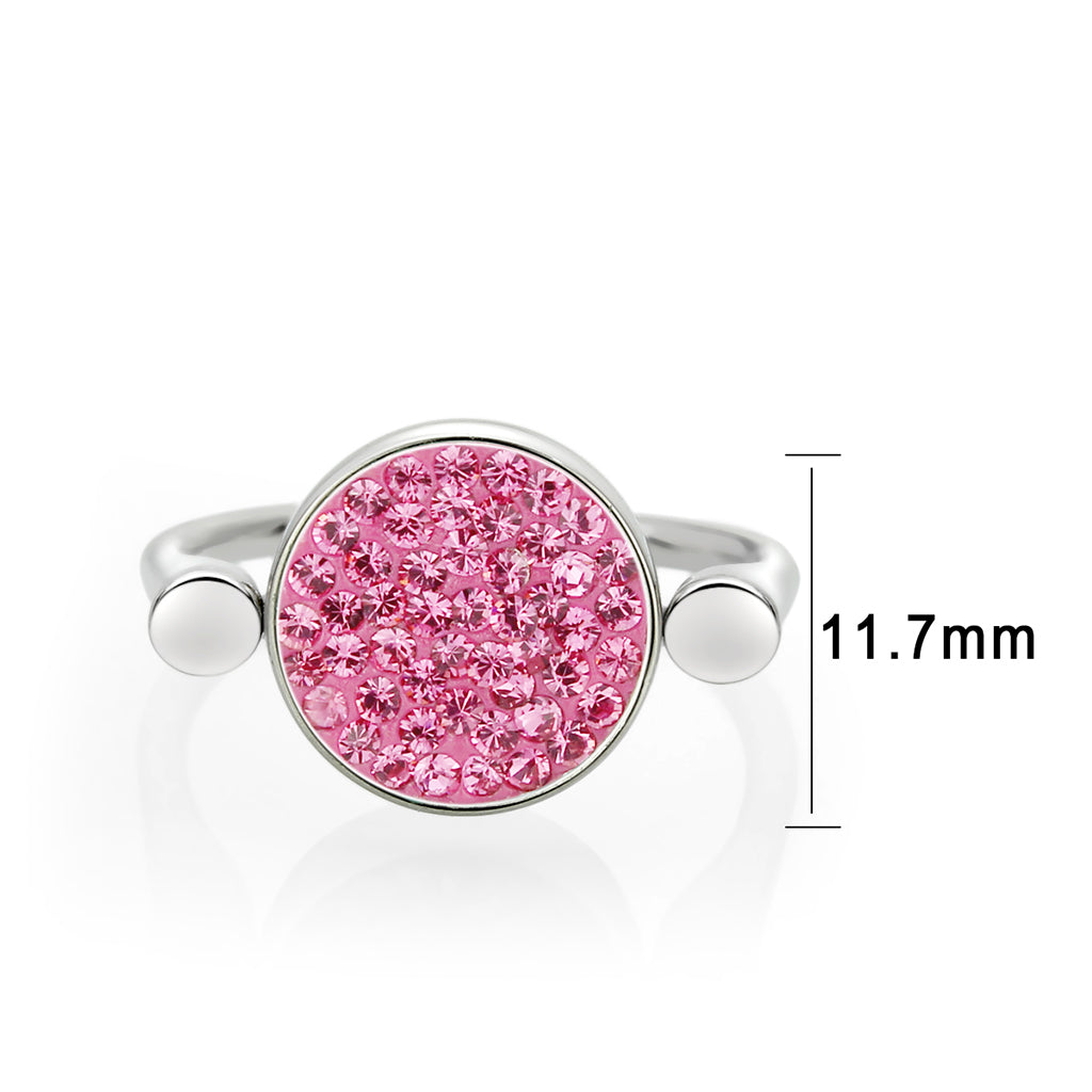 TK385410 - High polished (no plating) Stainless Steel Ring with Top Grade Crystal in Rose-1