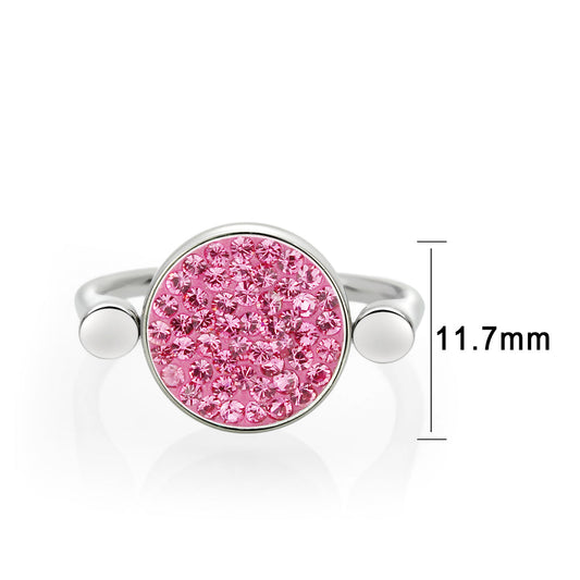 TK385410 - High polished (no plating) Stainless Steel Ring with Top Grade Crystal in Rose-1