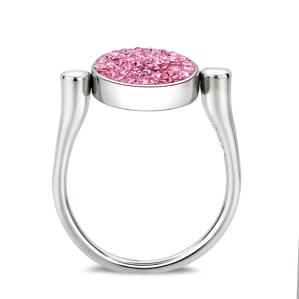 TK385410 - High polished (no plating) Stainless Steel Ring with Top Grade Crystal in Rose-3