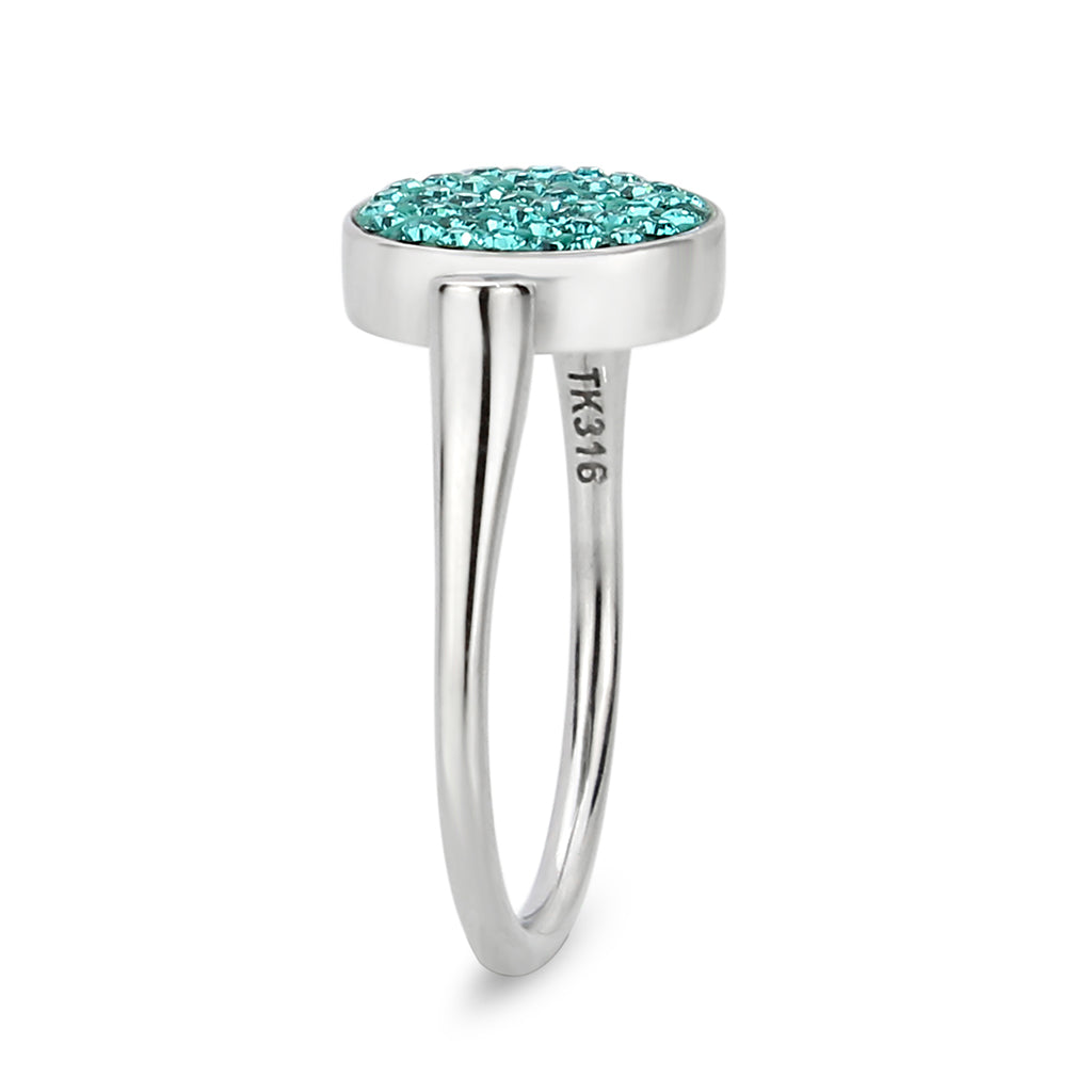 TK385412 - High polished (no plating) Stainless Steel Ring with Top Grade Crystal in Emerald-4