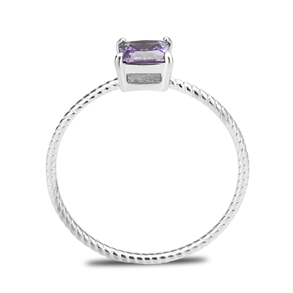 TK3856 - High polished (no plating) Stainless Steel Ring with AAA Grade CZ in Amethyst-2