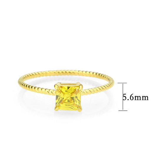 TK3857 - High polished (no plating) Stainless Steel Ring with AAA Grade CZ in Topaz-1