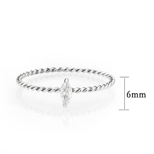 TK3860 - High polished (no plating) Stainless Steel Ring with AAA Grade CZ in Clear-1