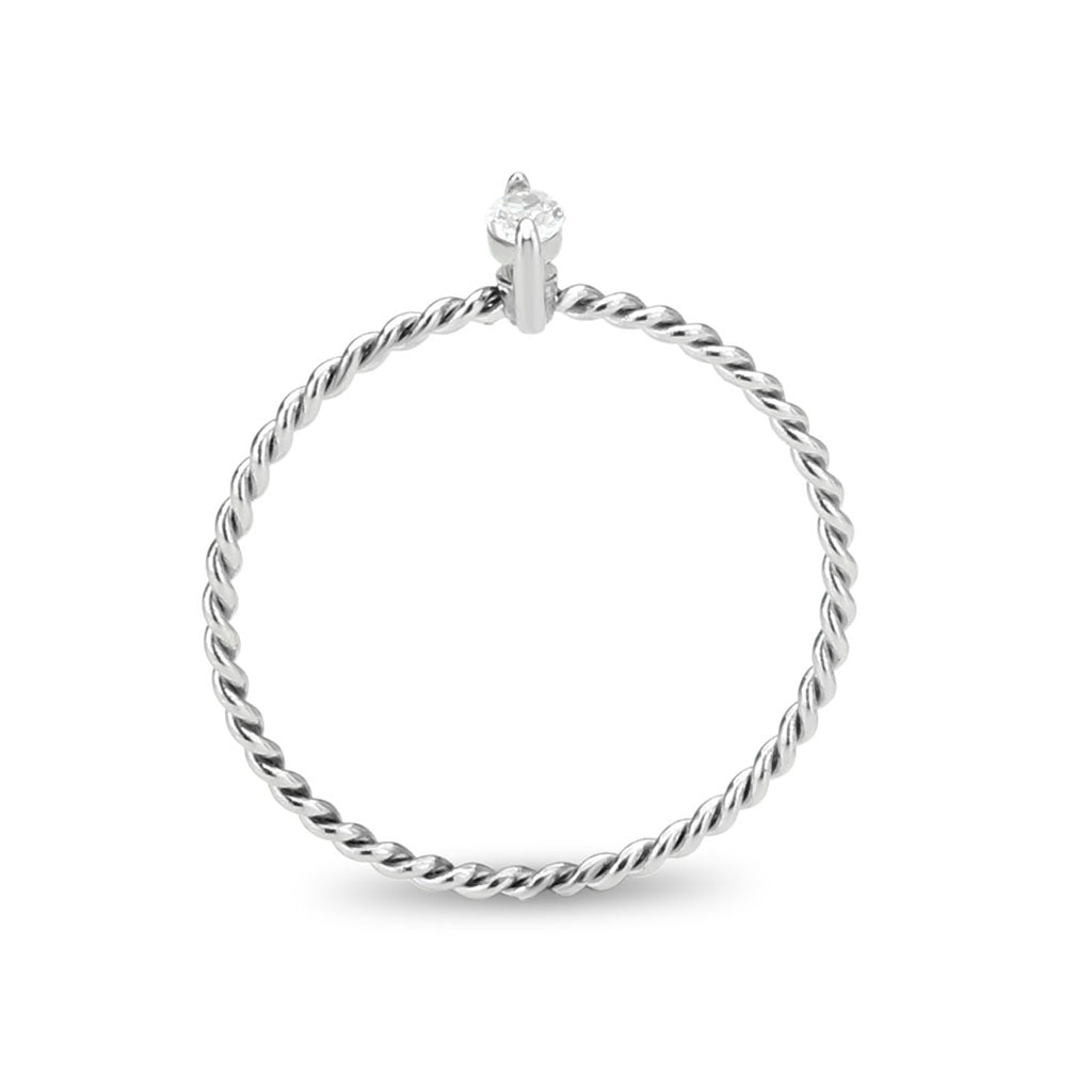 TK3860 - High polished (no plating) Stainless Steel Ring with AAA Grade CZ in Clear-2