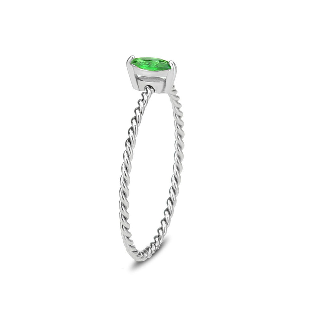 TK3861 - High polished (no plating) Stainless Steel Ring with Synthetic in Emerald-3