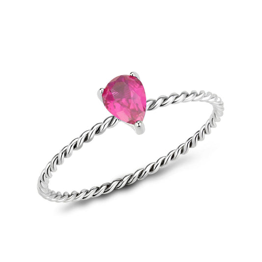 TK3863 - High polished (no plating) Stainless Steel Ring with AAA Grade CZ in Ruby-0