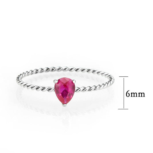 TK3863 - High polished (no plating) Stainless Steel Ring with AAA Grade CZ in Ruby-1