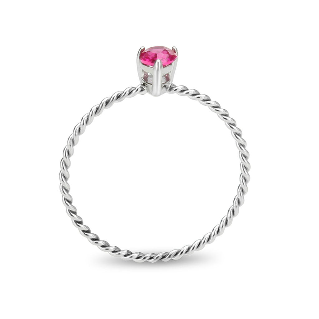 TK3863 - High polished (no plating) Stainless Steel Ring with AAA Grade CZ in Ruby-2