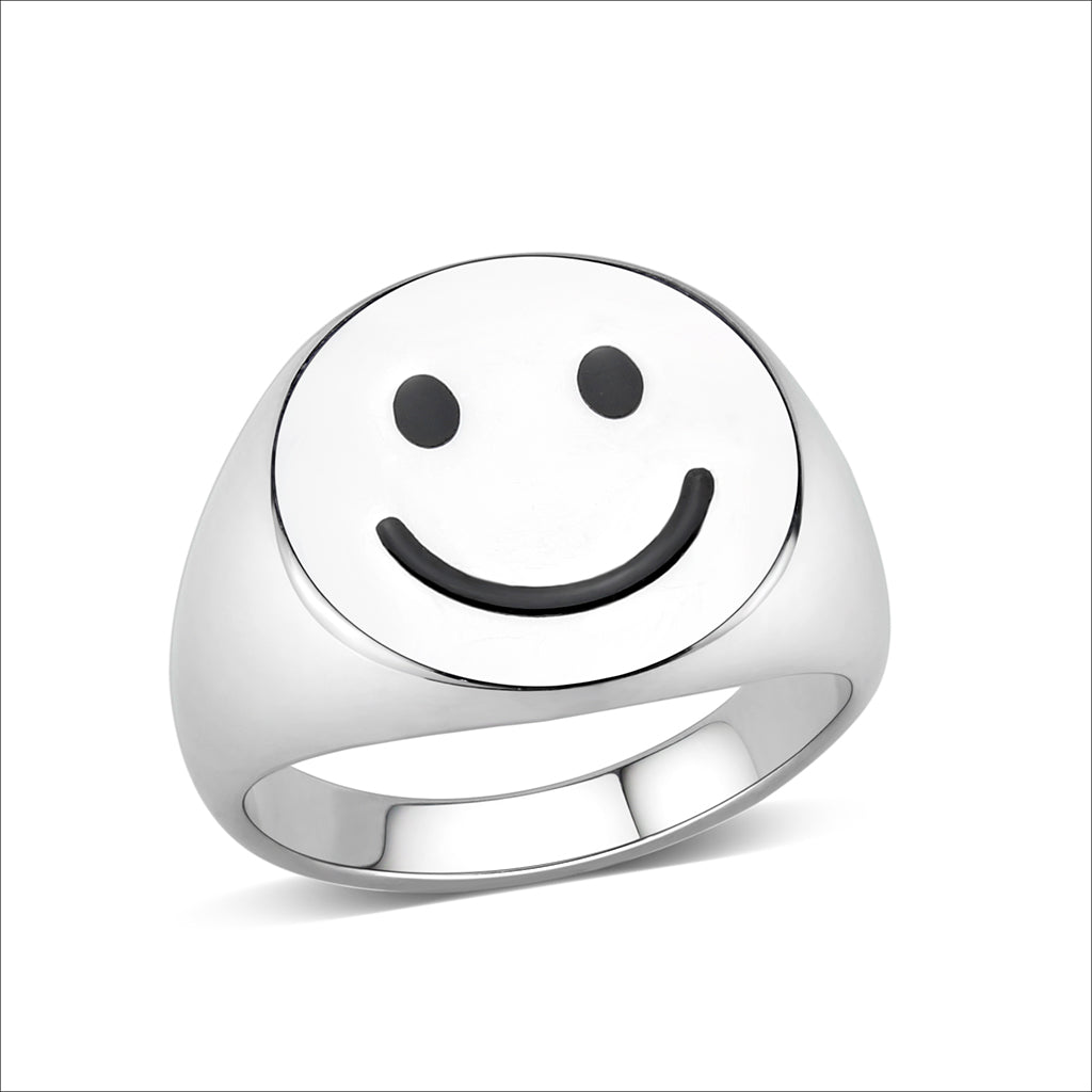 TK3869 - High polished (no plating) Stainless Steel Ring with Epoxy in No Stone-0