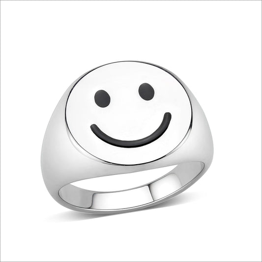 TK3869 - High polished (no plating) Stainless Steel Ring with Epoxy in No Stone-0