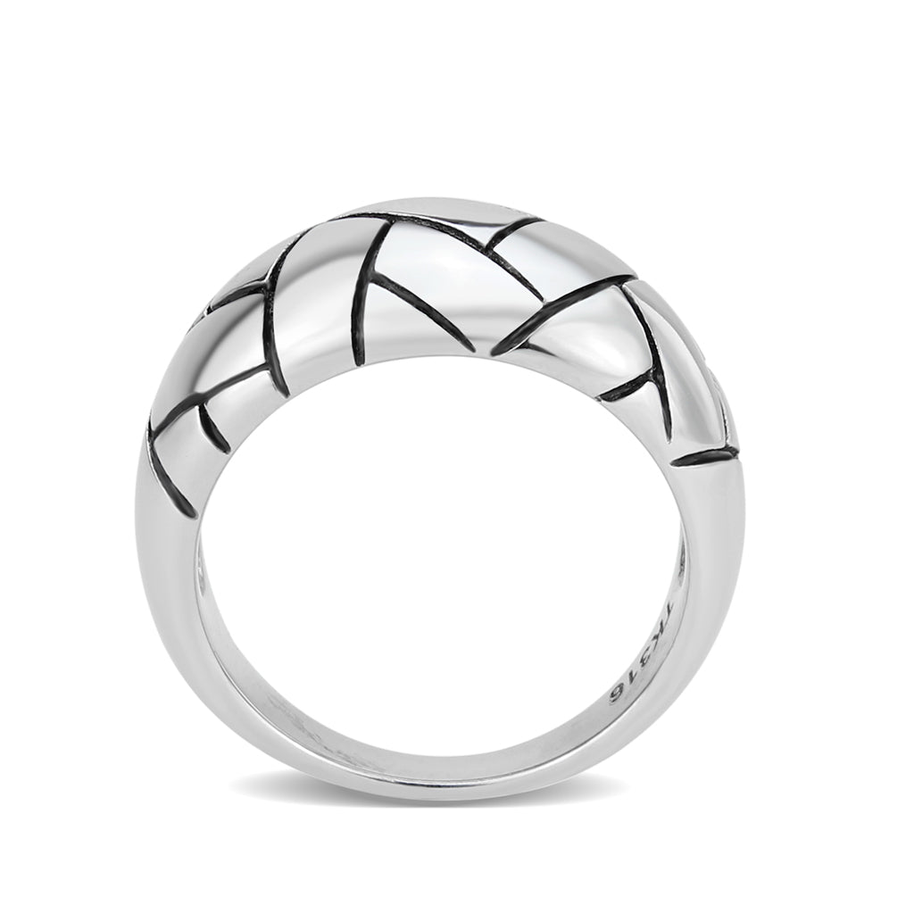 TK3871 - High polished (no plating) Stainless Steel Ring with Epoxy in No Stone-2