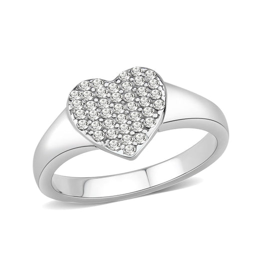 TK3872 - High polished (no plating) Stainless Steel Ring with AAA Grade CZ in Clear-0