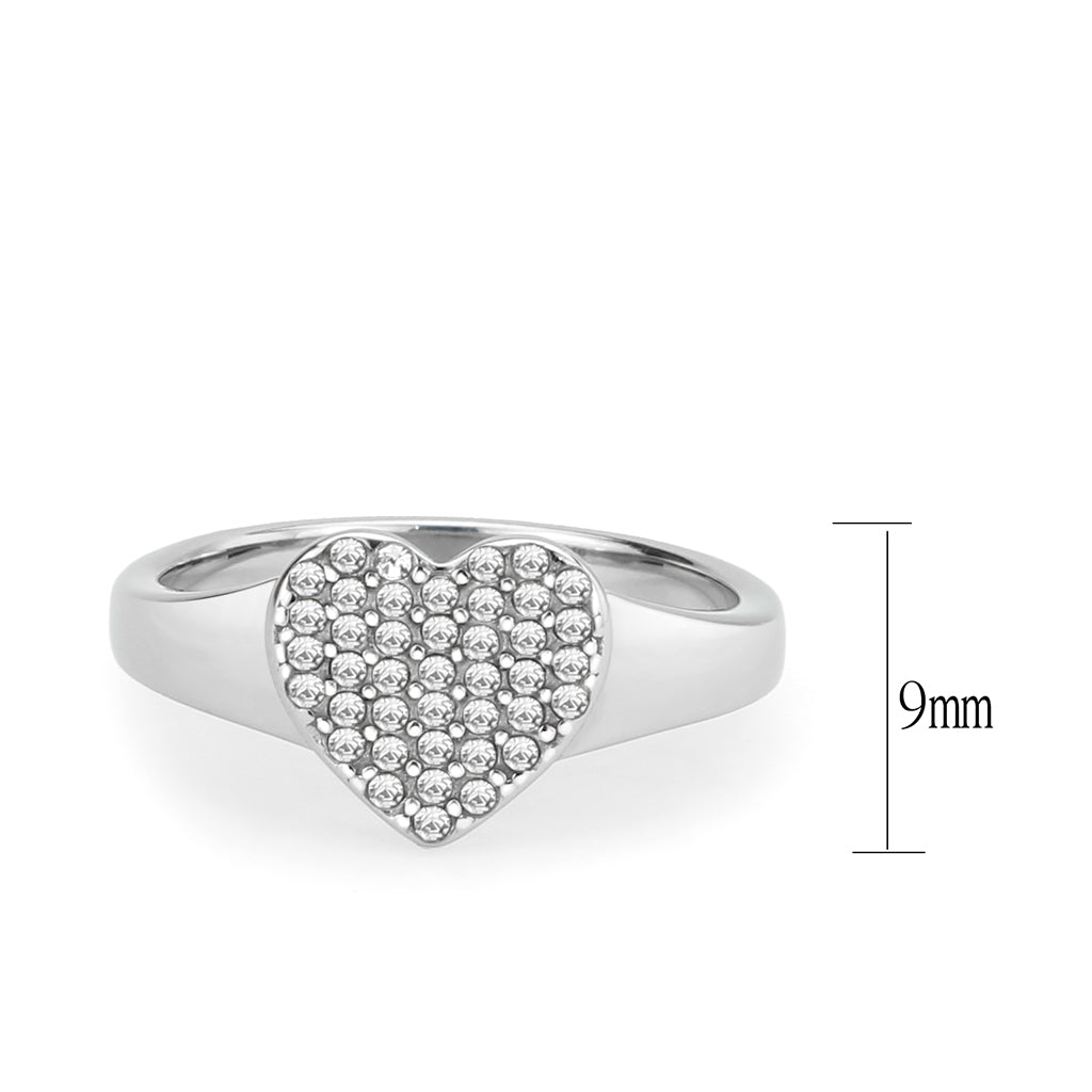 TK3872 - High polished (no plating) Stainless Steel Ring with AAA Grade CZ in Clear-1