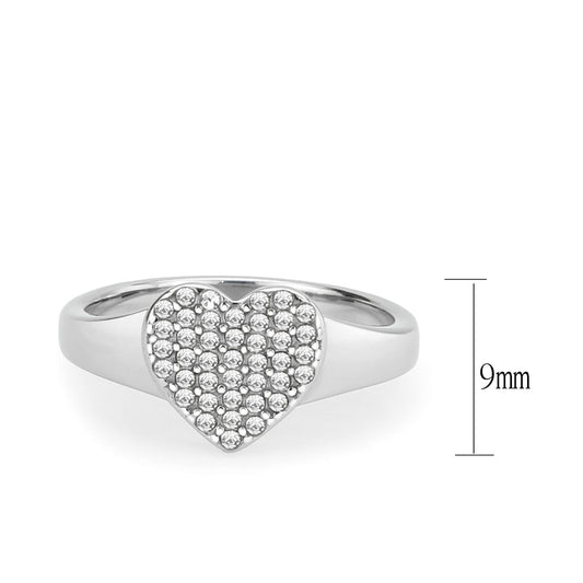 TK3872 - High polished (no plating) Stainless Steel Ring with AAA Grade CZ in Clear-1