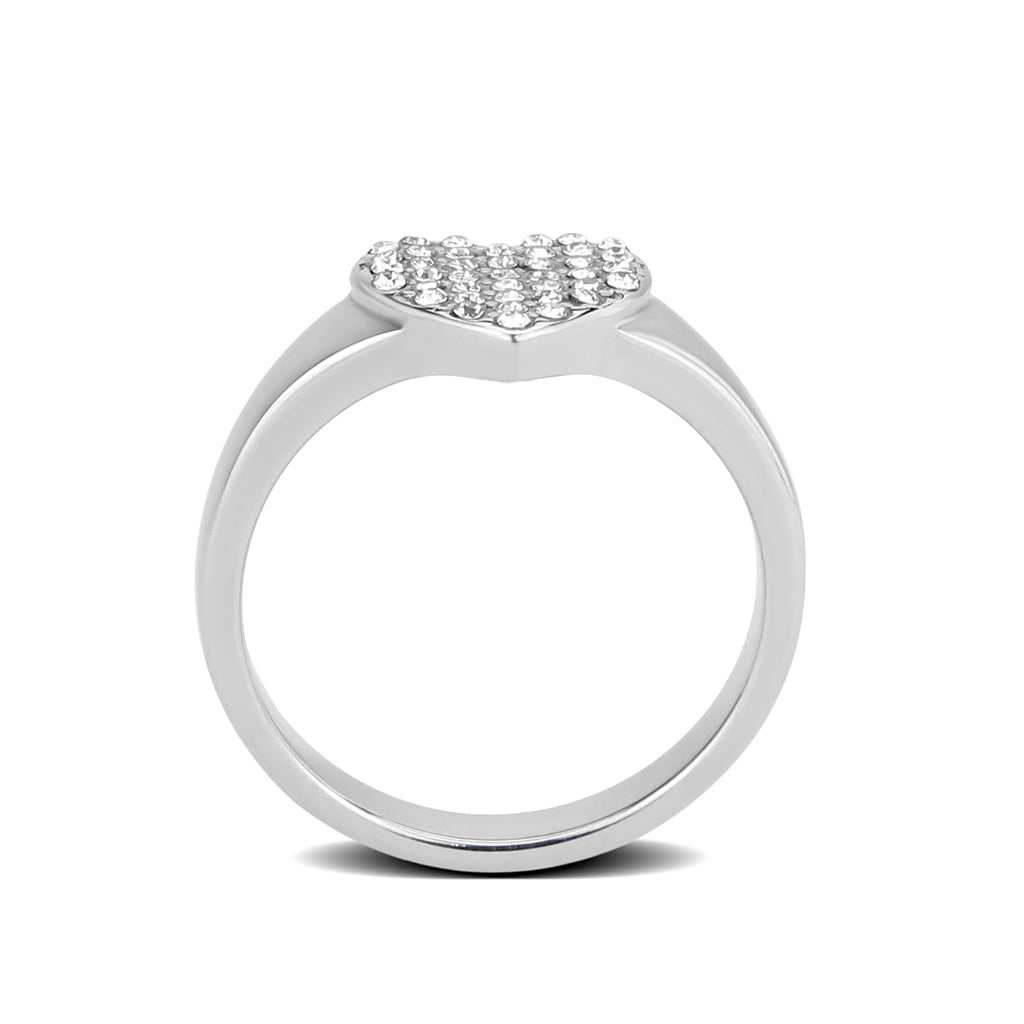 TK3872 - High polished (no plating) Stainless Steel Ring with AAA Grade CZ in Clear-2