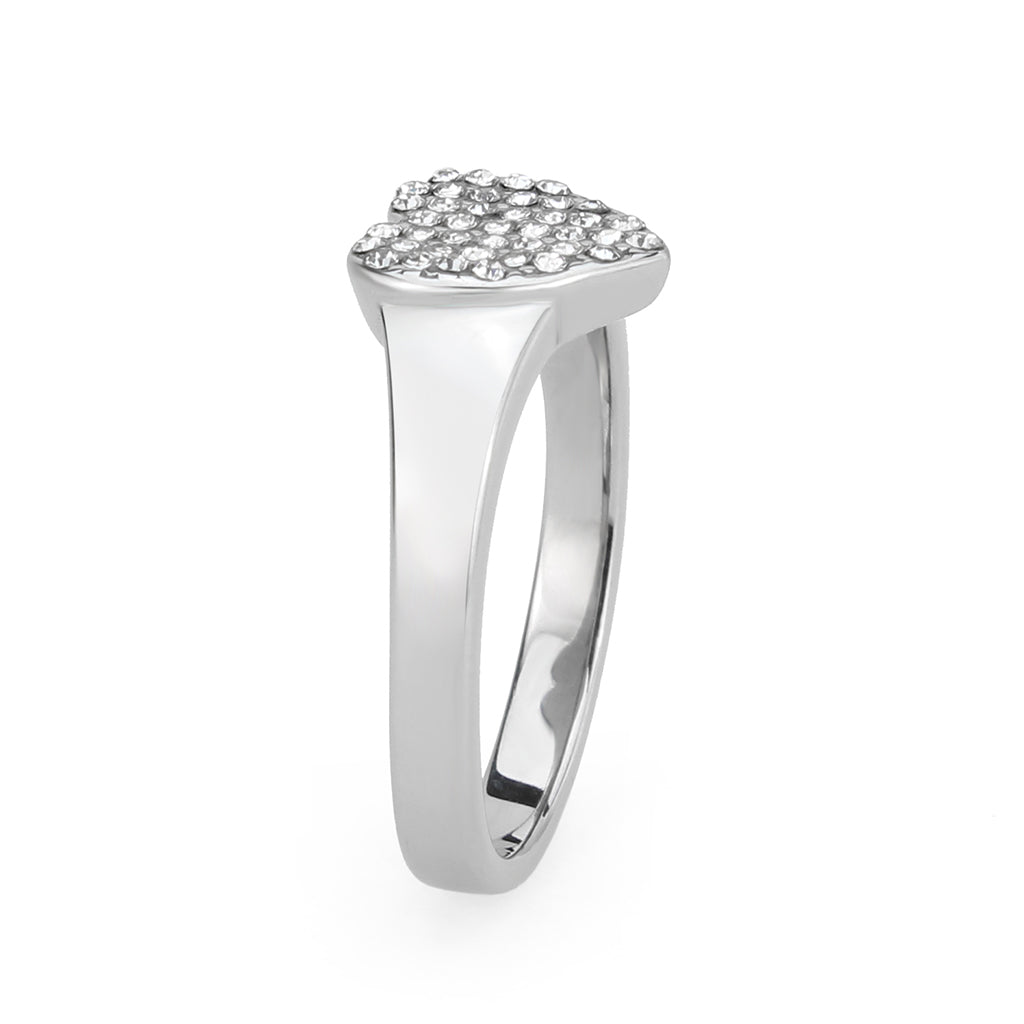 TK3872 - High polished (no plating) Stainless Steel Ring with AAA Grade CZ in Clear-3