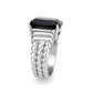TK3876 - High polished (no plating) Stainless Steel Ring with Synthetic in Jet-3