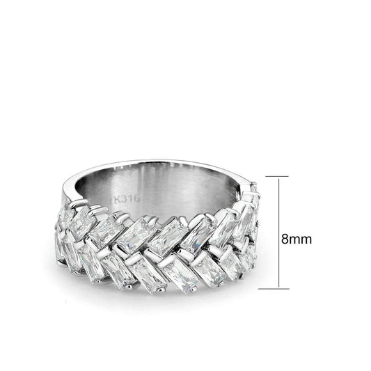TK3877 - High polished (no plating) Stainless Steel Ring with AAA Grade CZ in Clear-1