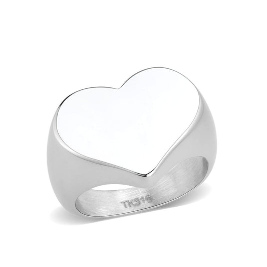 TK3878 - High polished (no plating) Stainless Steel Ring with NoStone in No Stone-0