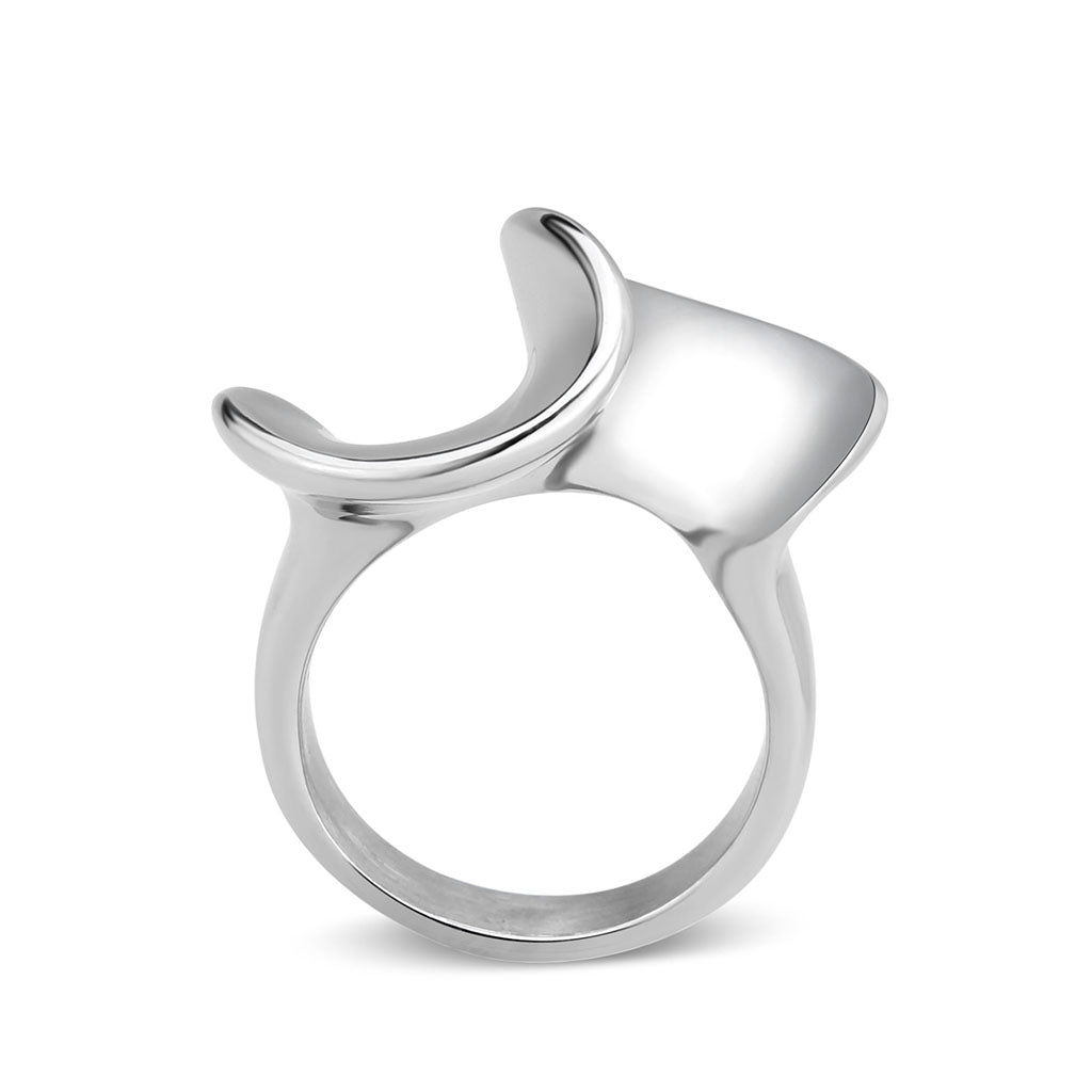TK3879 - High polished (no plating) Stainless Steel Ring with NoStone in No Stone-2
