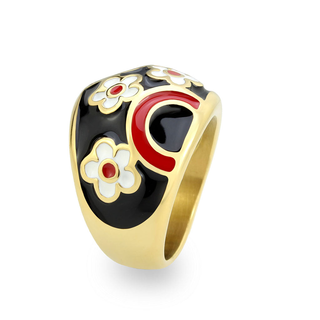 TK3880 - IP Gold(Ion Plating) Stainless Steel Ring with Epoxy in MultiColor-3