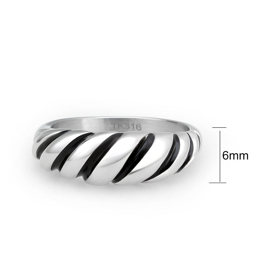 TK3881 - High polished (no plating) Stainless Steel Ring with Epoxy in Jet-1
