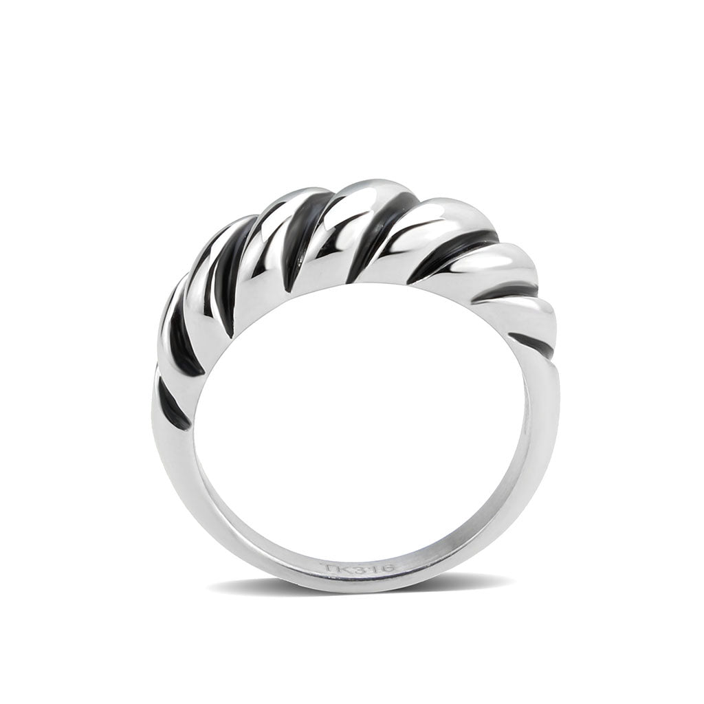 TK3881 - High polished (no plating) Stainless Steel Ring with Epoxy in Jet-2