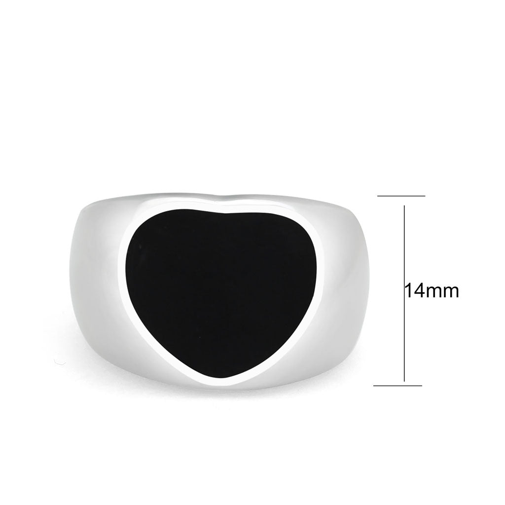 TK3882 - High polished (no plating) Stainless Steel Ring with Epoxy in Jet-1