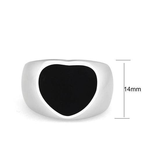TK3882 - High polished (no plating) Stainless Steel Ring with Epoxy in Jet-1