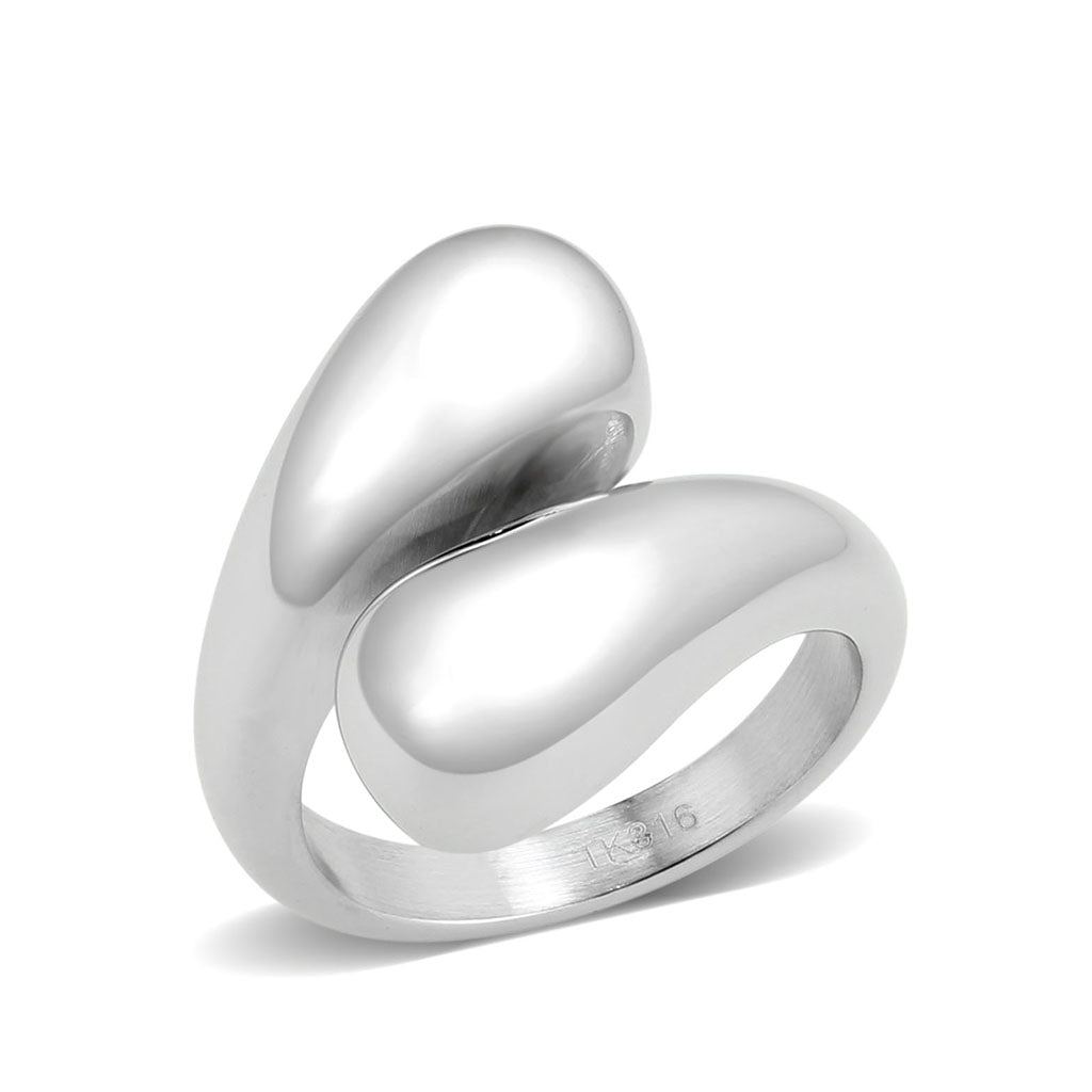 TK3883 - High polished (no plating) Stainless Steel Ring with Epoxy in Jet-0