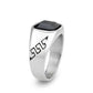 TK3889 - High polished (no plating) Stainless Steel Ring with AAA Grade CZ in Jet-3