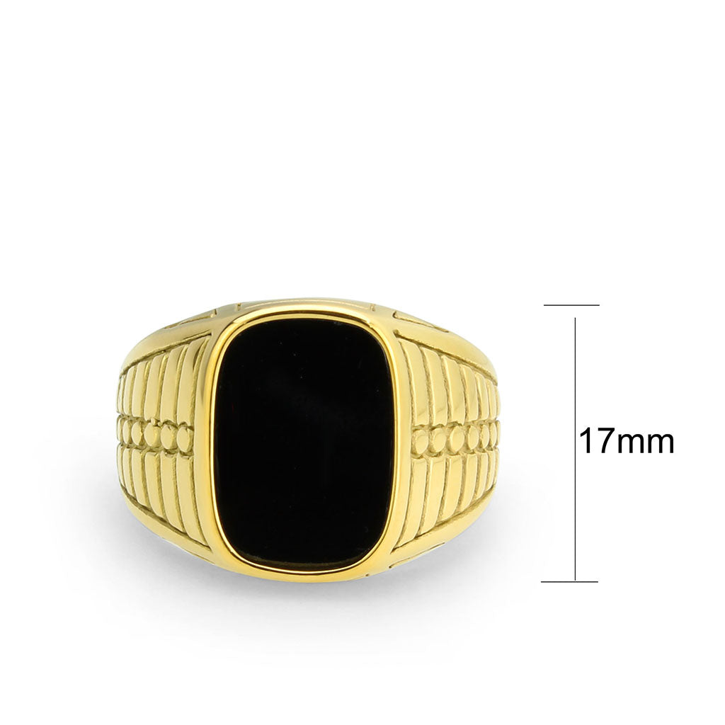 TK3891 - IP Gold(Ion Plating) Stainless Steel Ring with Synthetic in Jet-1