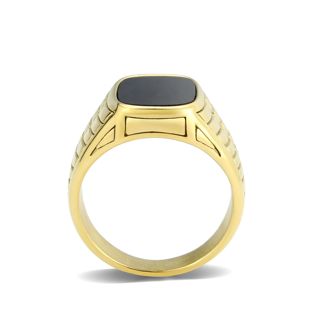 TK3891 - IP Gold(Ion Plating) Stainless Steel Ring with Synthetic in Jet-2