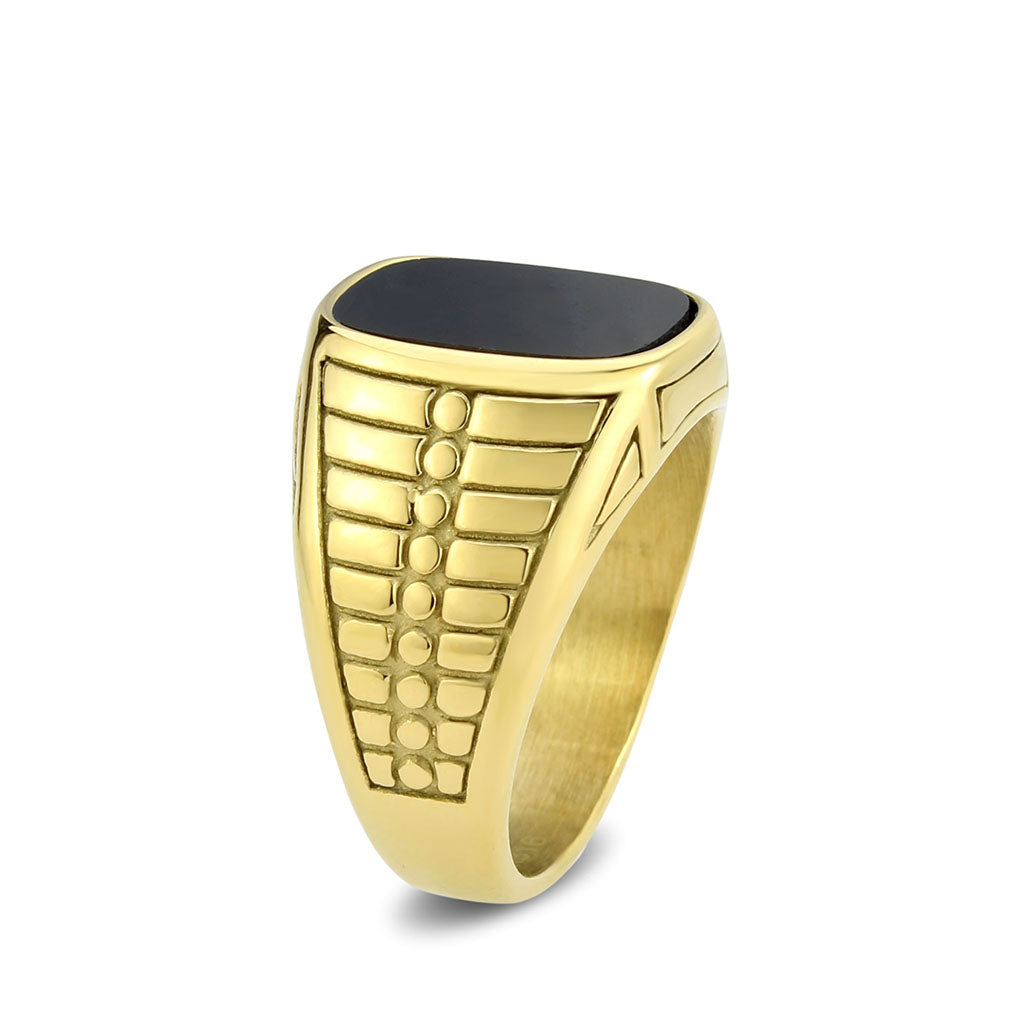 TK3891 - IP Gold(Ion Plating) Stainless Steel Ring with Synthetic in Jet-3