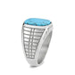 TK3892 - High polished (no plating) Stainless Steel Ring with Synthetic in Turquoise-3
