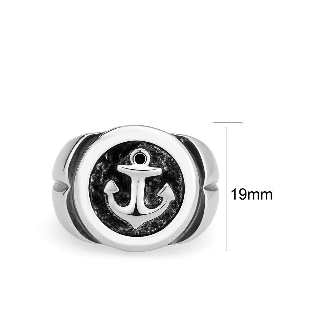 TK3895 - High polished (no plating) Stainless Steel Ring with Epoxy in Jet-1
