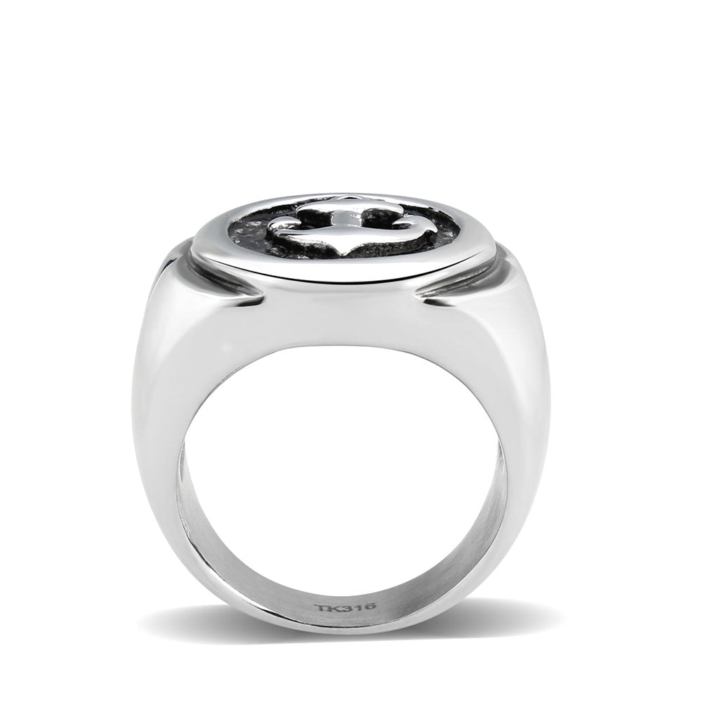 TK3895 - High polished (no plating) Stainless Steel Ring with Epoxy in Jet-2